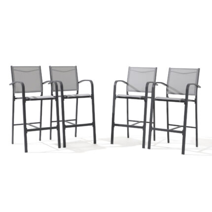 2-4 pcs Outdoor Bar Stools, All-Weather Aluminum Textile Fabric High Top Patio Chair